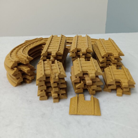 Fisher Price GeoTRAX Brown Tan Railway Tracks Straights and Curves Lot of 41 - Picture 2 of 8